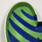 Holiday Home Green Blue Mitten Glove Trinket Dish Ceramic China 6"x1"