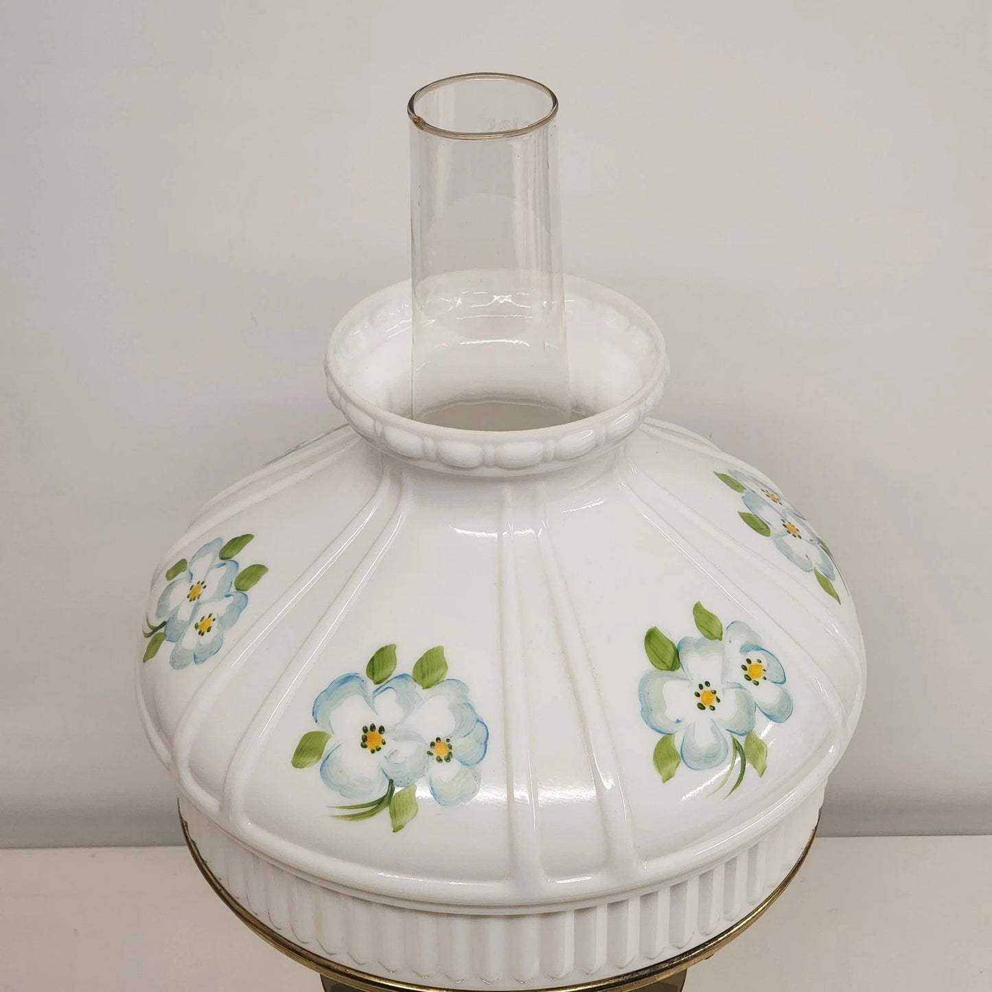 Aladdin Kerosene-Electric Mantle Lamp Solid Brass Crystal Dogwood Glass Shade