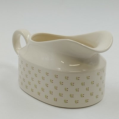 Charlton Hall Christmas Gravy Boat & Saucer Classic Traditions Ceramic Crazed