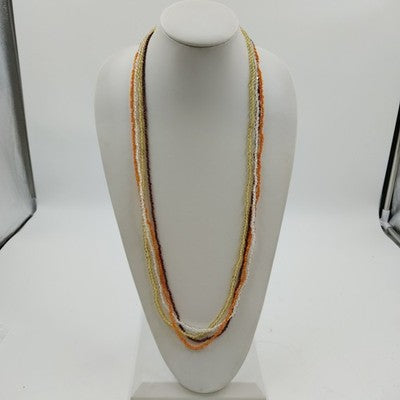 4 Glass Necklaces seed bead Fall Multicolor Small Acrylic Layered Long 17" Drop