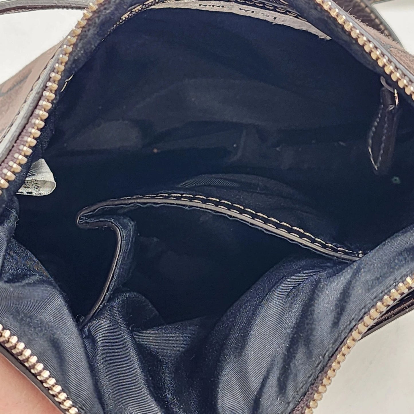 Nine West Signature Logo Brown Handbag Purse Monogram Print Satchel Vtg Fashion