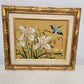 Taiwanese Bird Floral Painting Print Vintage Gold Bamboo Frame Matted No Glass