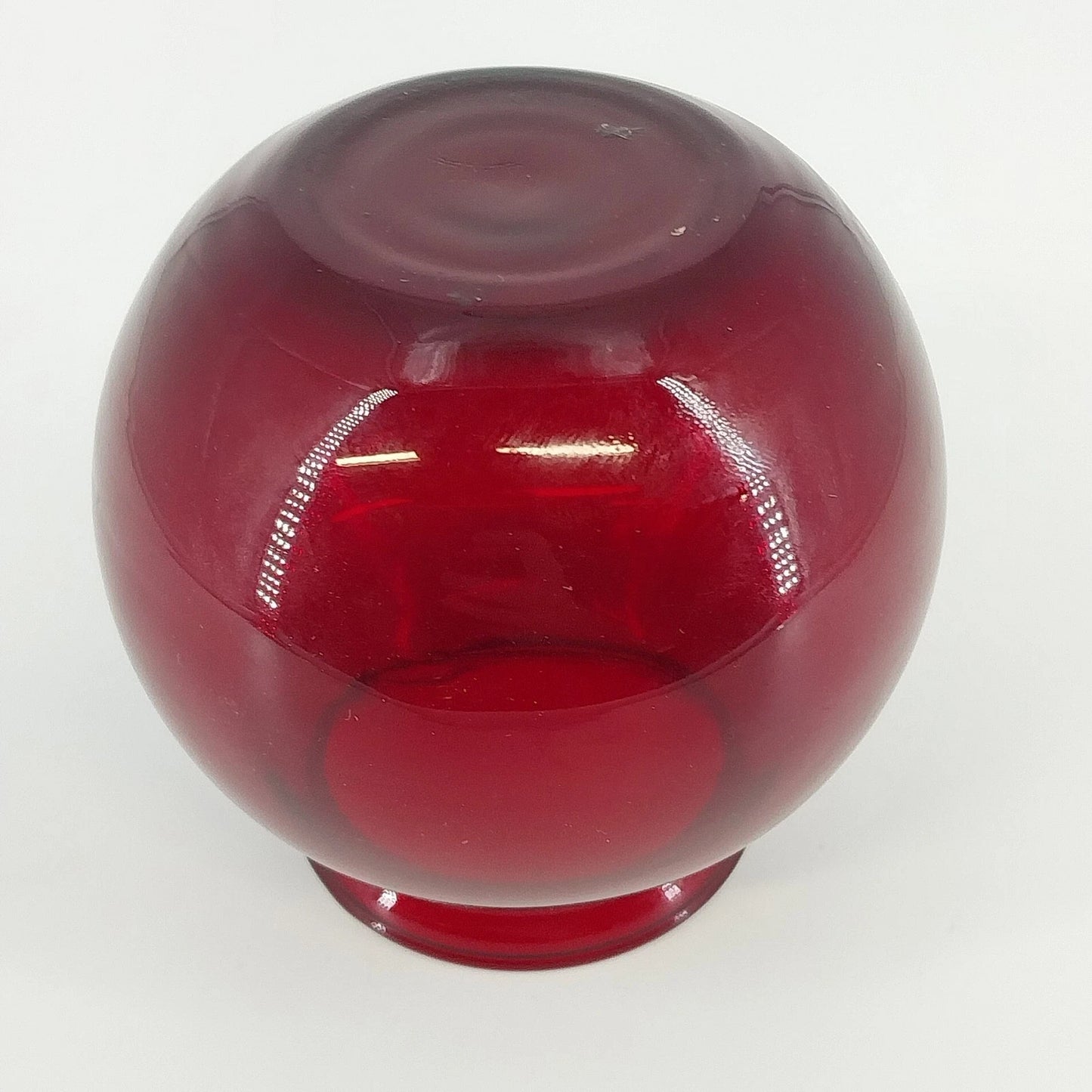 Anchor Hocking Royal Ruby Red Ivy Ball Vase 4" Round Solid Glass Decor Vtg USA