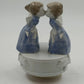 Kissing Angels Music Box Porcelain Revolving Wind-up Plays Silent Night 6'' Vtg