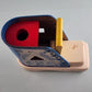 Original Playskool Blue Wooden Lacing Shoe Set Square Triangle Round Block Holes