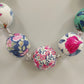 Multicolor Fabric Covered Beaded Boho Necklace Adjustable Satin Ribbon Tie