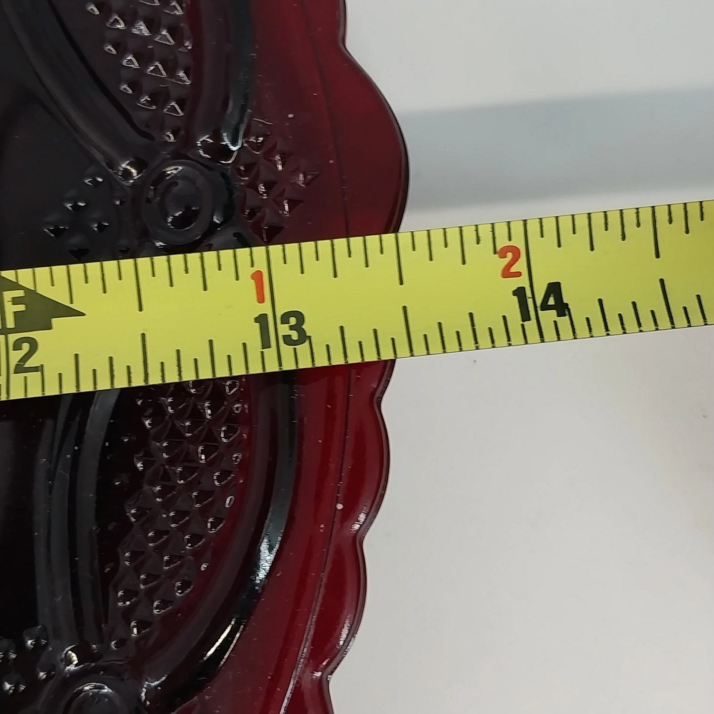 Avon Cape Cod Ruby Red Oval Serving Platter Roman Rosette 13.5" x 11" Vtg