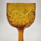 Indiana Glass Hobstar Amber Compote Goblet EAPG Pedestal 8" Vintage Scalloped
