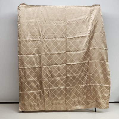 Smooth Light Golden Beige Woven Diamond Pattern Two Rod Curtain Panels 82"x38"