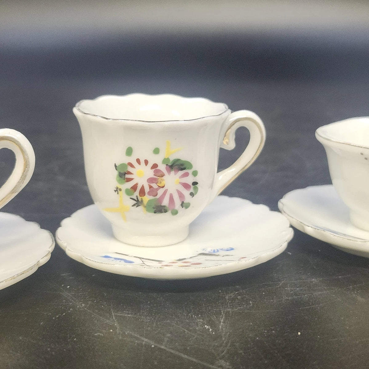Japan Porcelain Demitasse Cups Saucers Floral Espresso 3 Mixed Sets Vintage