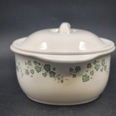 Corning Corelle Callaway 1.5 Qt Casserole Dish w/ Lid Green Ivy Vtg
