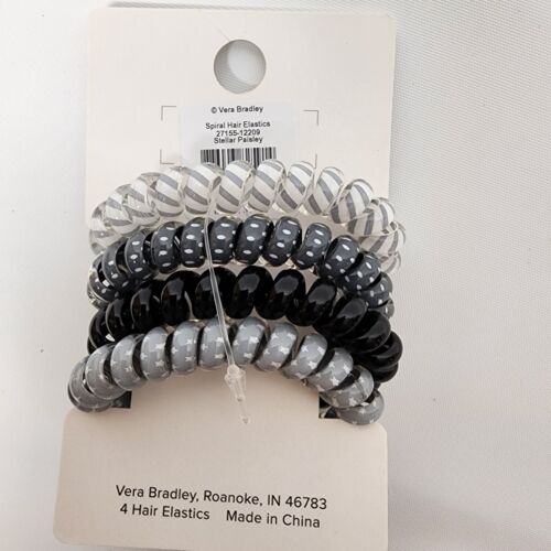 Vera Bradley Hair Elastic Spiral Twist Tie Stellar Paisley 4 Pack New