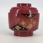 Japanese Lacquerware Red Rice Bowl with Lid Chrysanthemum Floral Gold Trim 4"x4"