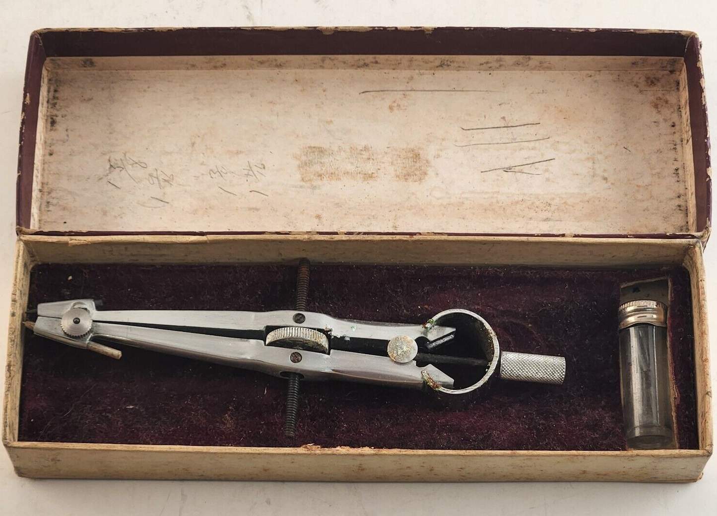 Compass Instrument And Optical Drawing/Drafting Tool With Original Case Vintage