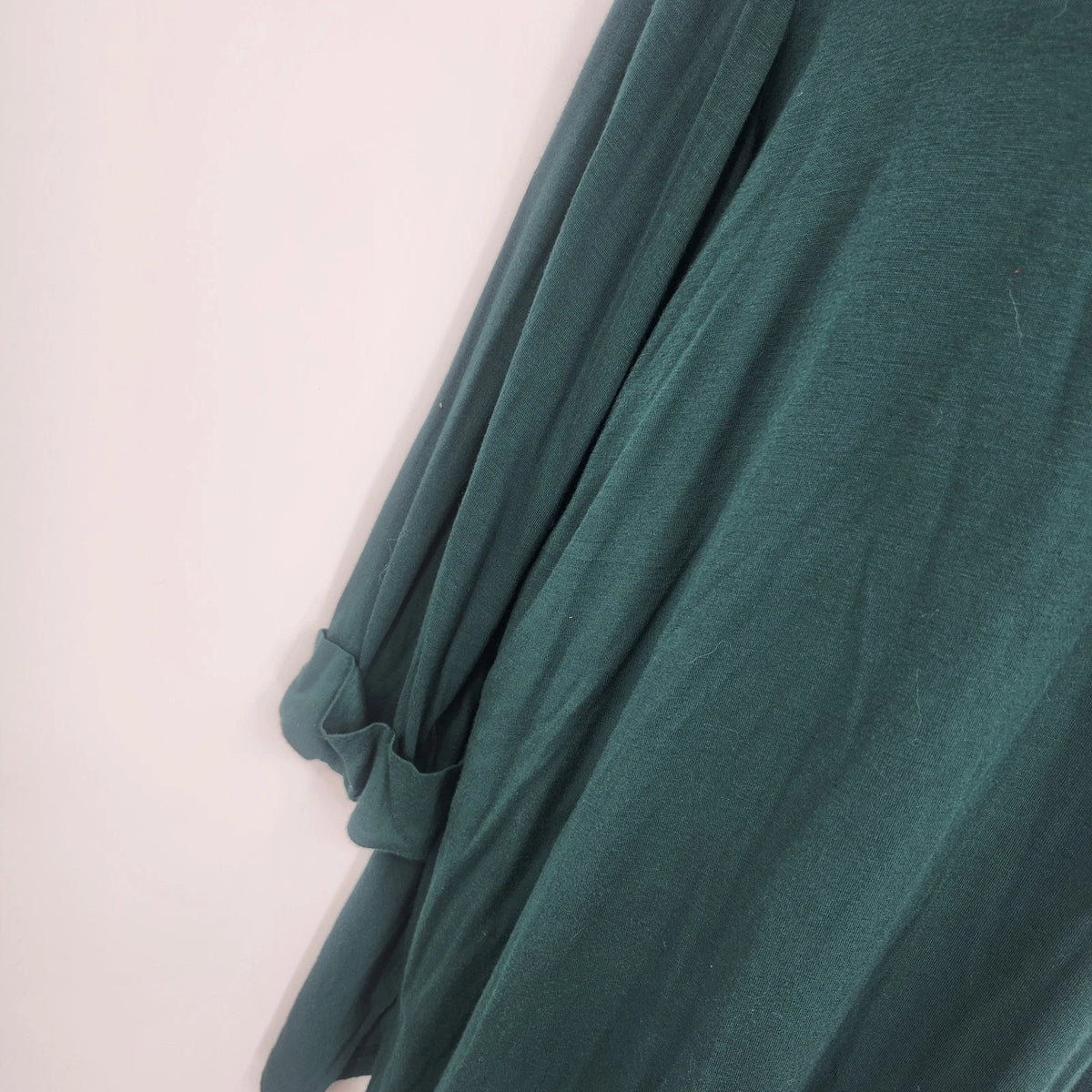 Charming Charlie Women's Teal Green V Neck Tunic Long Sleeve Top Large Roll Cuff