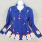 Heirloom Cardigan Sweater Christmas Collectibles 1XL Blue Santa Candy Cane 2004