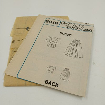 McCalls Stitch N Save 6910 Sewing Pattern Ladies Suit Skirt Top Uncut Size 16-22