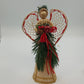 Handcrafted Natural Fiber Angel Woven Wings Pine Berry Apple Christmas 10.25"
