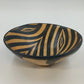 Hand Carved Wooden Bowl 9.25" African Zebra Animal Print Black Tan Varnished Vtg