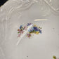 White Serving Vegetable Bowl w Blue Flower Floral Gold Scalloped Edge Embossed