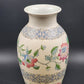 Large Macau Urn-Style Vase – Hand-Painted Pink & Blue Floral Design – 15" x 8" Vintage Oriental-Inspired Home Décor