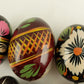 9 Brightly Decorated Easter Eggs Wood Ukrainian or Russian Plastic Covered