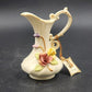 Arnart Antique Ivory Bisque Porcelain Vase Pitcher Raised Multicolor Roses 5"