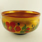 Strawberry Khokhloma Serving Bowl Wooden Gold Hand Painted Black Base Russian 8"