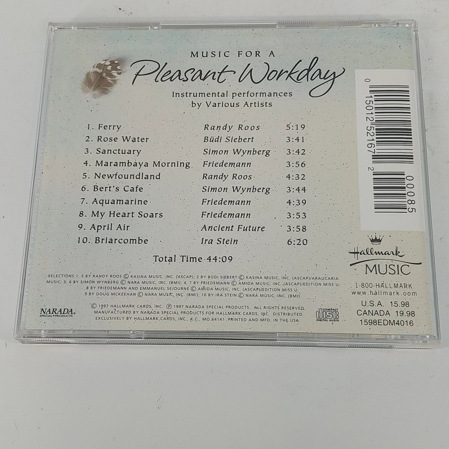 Hallmark Music CD Music For A Pleasant Workday 1997 Instrumental New Age Various