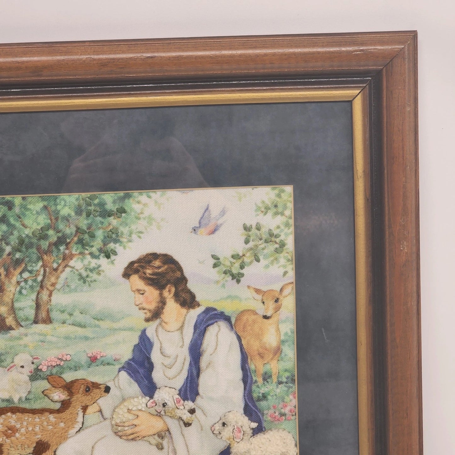 Framed Wall Art Jesus in Garden Surrounded by Animals "I Am the Good Shepherd"