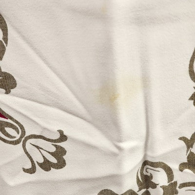 Deep Red & White Rectangle Tablecloth with Floral Damask Brocade Pattern 48"x60"