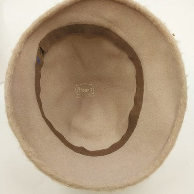 Aloska Cloche Beige Hat w Brown Black Tan Twisted Rope Trim & Gold Tone One Size
