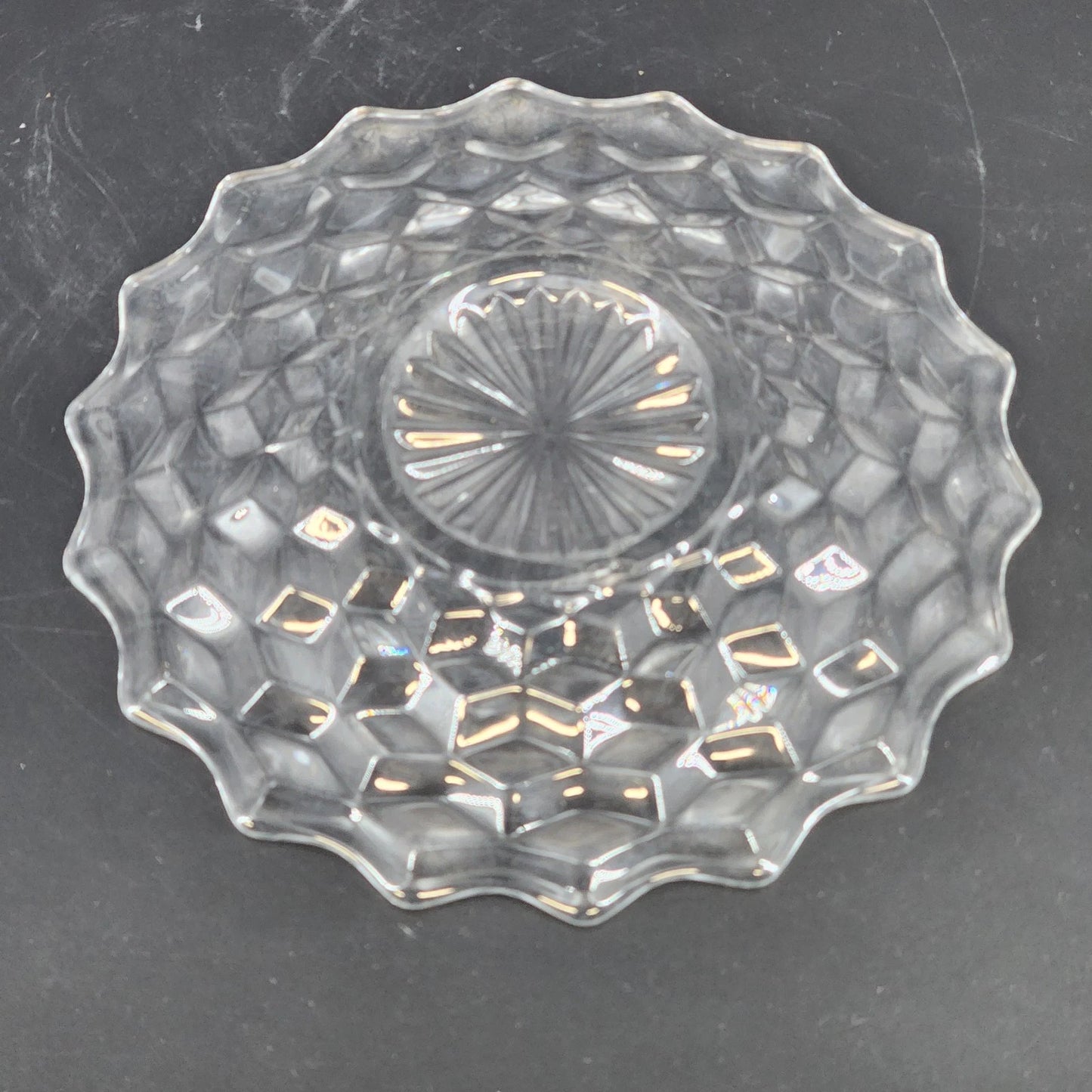 Fostoria American Glass Salad Plate 7.75 Inch Starburst Pattern
