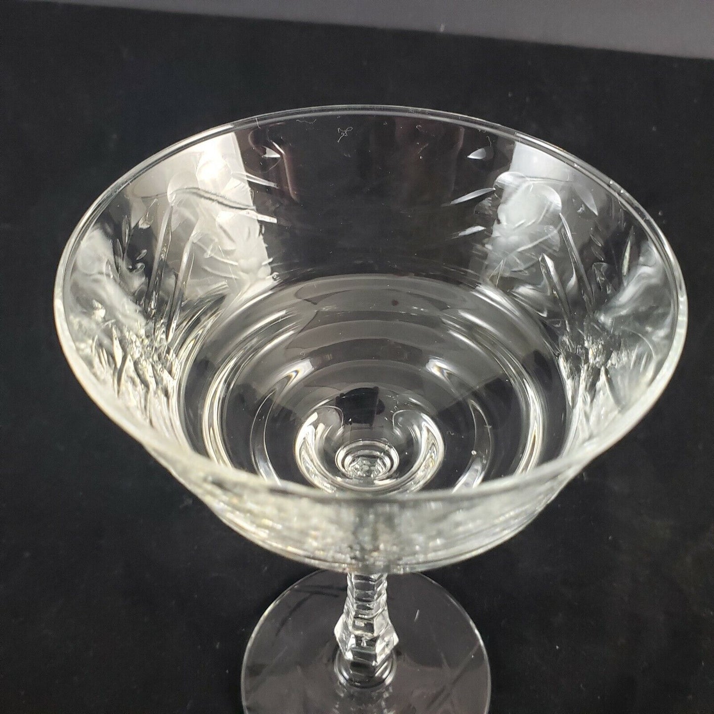 Rock Sharpe Artic Rose Pattern Crystal Champagne Intricate Stemware Tall Sherbet