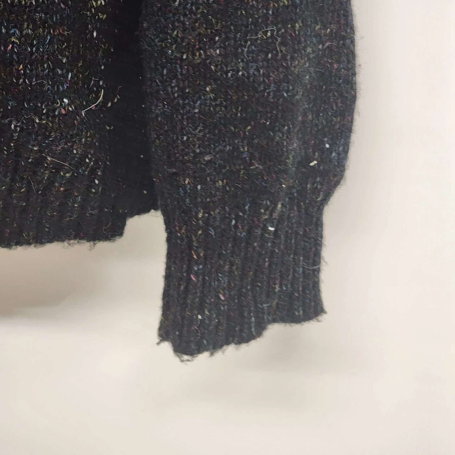 Studio Works Womens Large Knit Sweater Jacket Black Cowl Neck