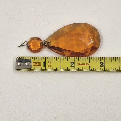 9 Amber Teardrop Faceted Crystal Glass 2" Prisms for Lighting Chandelier Accents