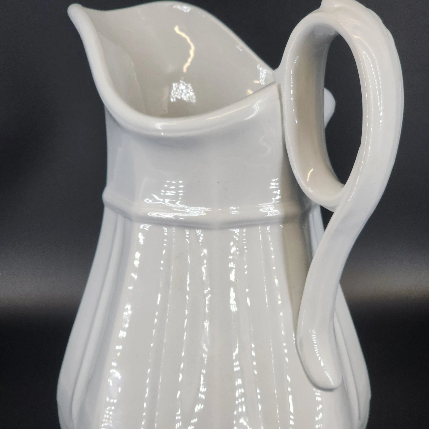 Antique Davenport White Ironstone Water Pitcher Staffordshire