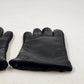 Ladies Black Leather Gloves Fleece Lined Med/Large Stretch Inset Winter Vtg NWT