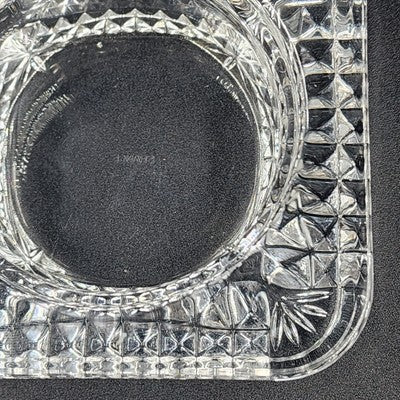 Crystal D'Argues French Candle Holder Faceted Square 4" Marked France EUC