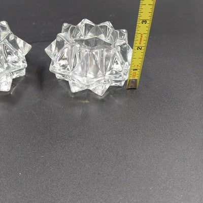 Avon Gem Glow Starburst 3" x 2" Votive Candle Holders Vintage Pair Set 1970's