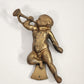 Angel Cherub Door Knocker Blowing Horn in Solid Cast English Brass Antique 6"