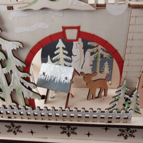 Martha Stewart Christmas Village Wooden Laser Cut Light Up Display Winter Scene