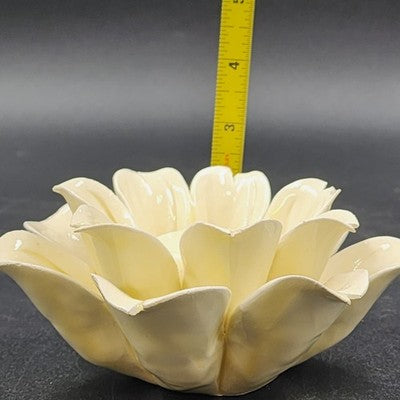 Studio Art Flower Figurine Glossy Porcelain Handmade Decor Marked Ceramic