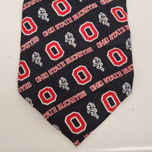 The Ohio State University Buckeyes Black Silk Tie 28" Long 4" W 1½" Neck Width
