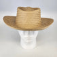 Sun Hat Straw Natural Woven Fedora Women’s Size Large Made in Mexico Wide Brim