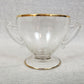 Crystal Elegant Glass Sugar Bowl & Creamer Gold Gilt Scroll Handle Vintage