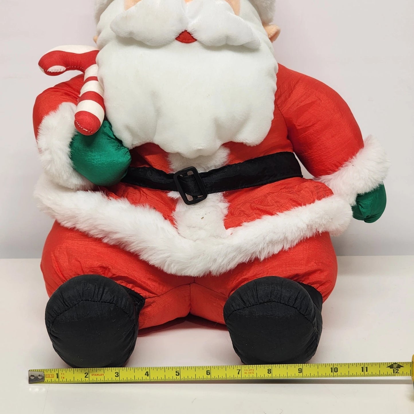 Christmas Stuffins Sitting Santa Claus Plush 15" Nylon Candy Cane 1993 Indonesia