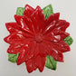 Poinsettia Candy Dish Atlantic Mold Red Green 8" Christmas 1960s Signed Vintage