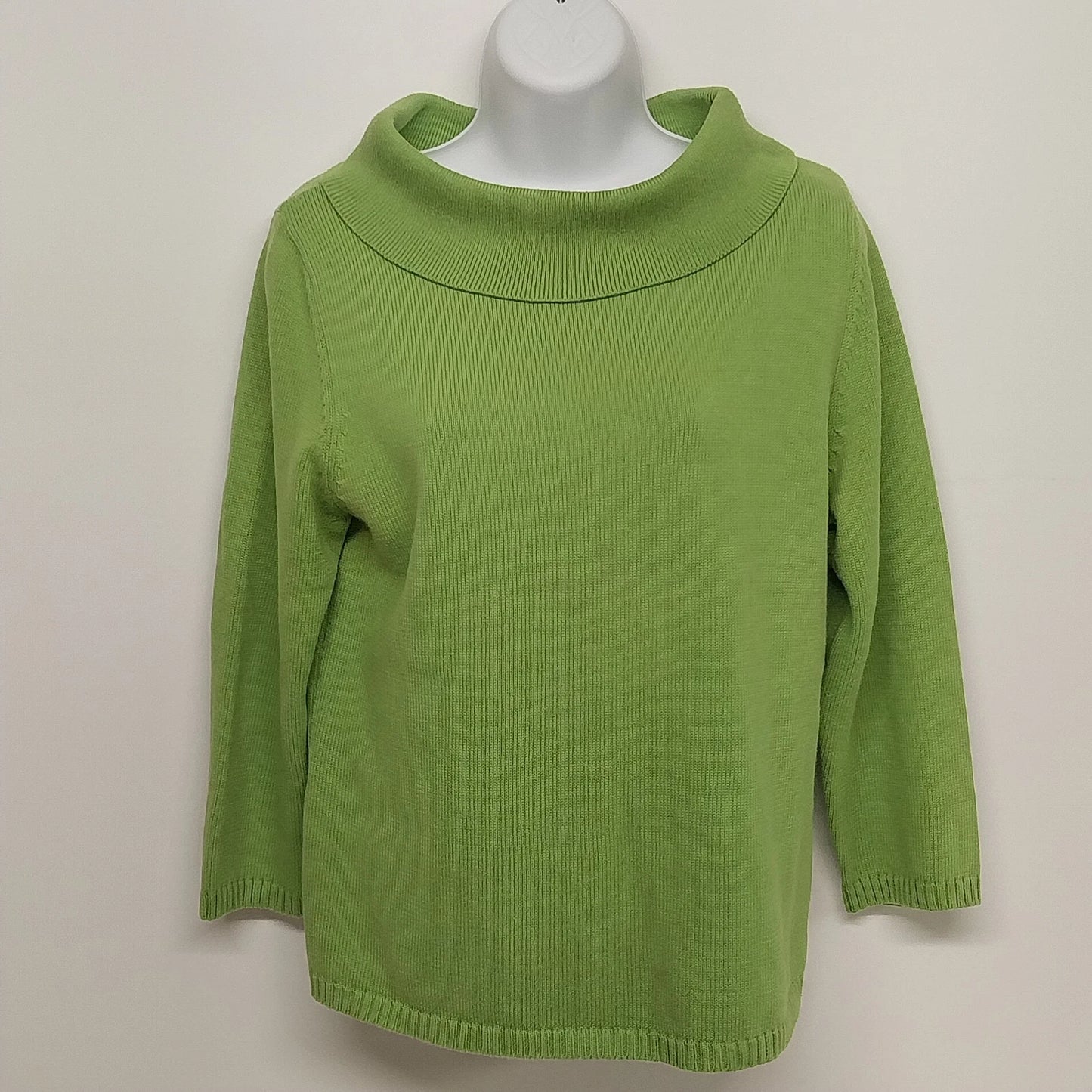 Raffaello Sport Women's Cotton Cowl Neck Lime Green Pullover Sweater Size L