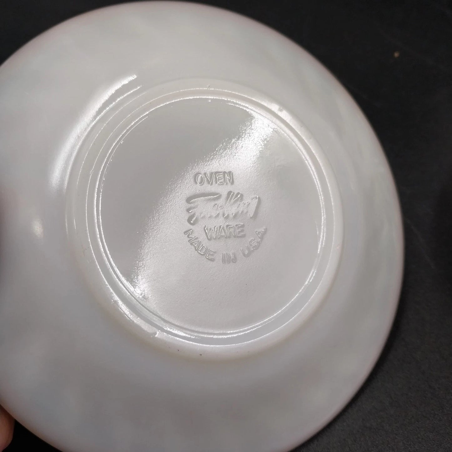 5 Saucers Anchor Hocking Fire-King White Swirl Milk Glass Gold Trim Vintage